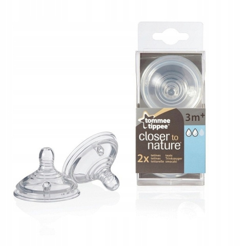 Tommee Tippee 2x Smoczek o Średnim Przepływie 3m+ Closer to Nature