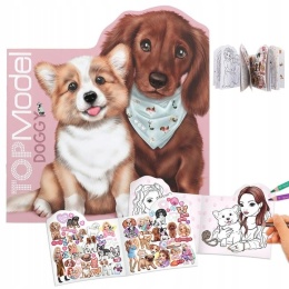 TOP MODEL Szkicownik Kolorowanka z Naklejkami Psy Doggy 12714