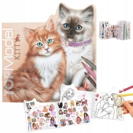 TOP MODEL Szkicownik Kolorowanka z Naklejkami Kitty Kotki 12713