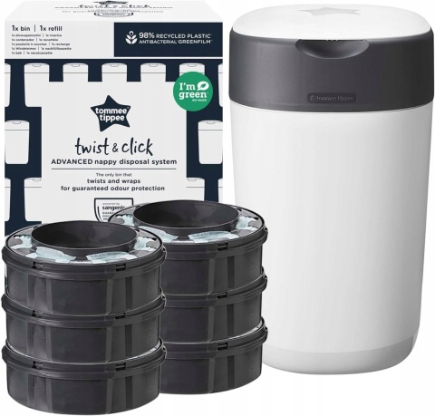 Tommee Tippee Sangenic Kosz Pojemnik Twist na Zużyte Pieluchy +6 Wkłady Sangenic Tommee Tippee Sangenic Kosz Pojemnik Twist na Zużyte Pieluchy +6 Wkłady Sangenic