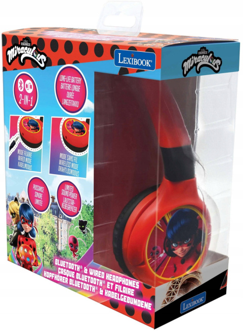 Lexibook Słuchawki Nauszne Bezprzewodowe Miraculous 2w1 Lexibook Słuchawki Nauszne Bezprzewodowe Miraculous 2w1