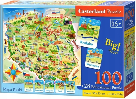 Castorland Puzzle Edukacyjna Mapa Polski 100 elementów + 28 elementów Castorland Puzzle Edukacyjna Mapa Polski 100 elementów + 28 elementów