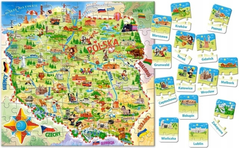 Castorland Puzzle Edukacyjna Mapa Polski 100 elementów + 28 elementów Castorland Puzzle Edukacyjna Mapa Polski 100 elementów + 28 elementów