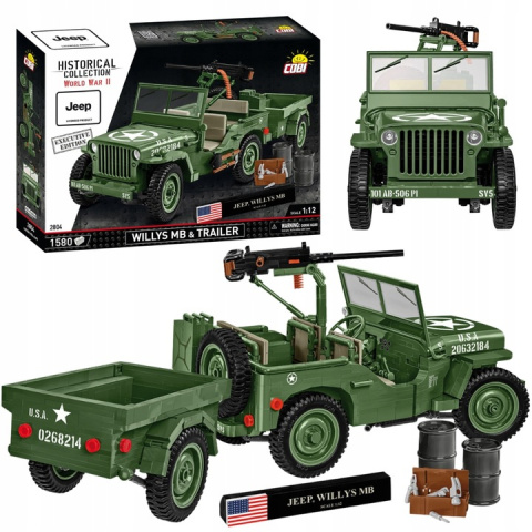Cobi Klocki HC WWII Willys MB & Trailer Executive Edition 1580el. 2804 Cobi Klocki HC WWII Willys MB & Trailer Executive Edition 1580el. 2804