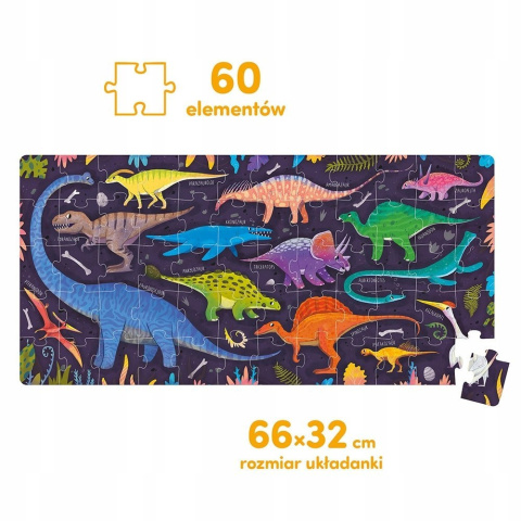 CzuCzu Puzzle Grr Dinozaury 60 elementów 4+ 92412 CzuCzu Puzzle Grr Dinozaury 60 elementów 4+ 92412