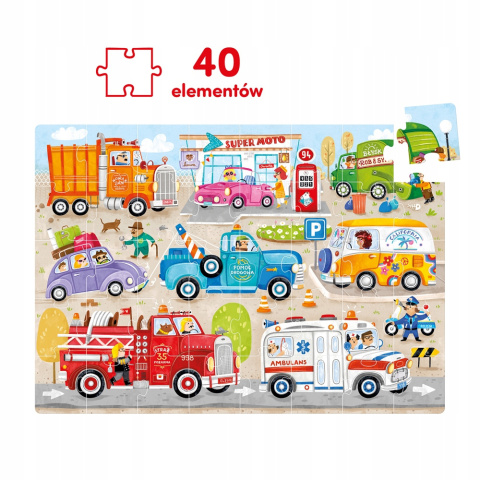 CzuCzu Puzzle Moto Auto Samochody 40 elementów 3+ 92283 CzuCzu Puzzle Moto Auto Samochody 40 elementów 3+ 92283