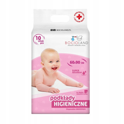 BocioLand Podkład Jednorazowy Higieniczny do Przewijania 60x90cm 10szt BocioLand Podkład Jednorazowy Higieniczny do Przewijania 60x90cm 10szt