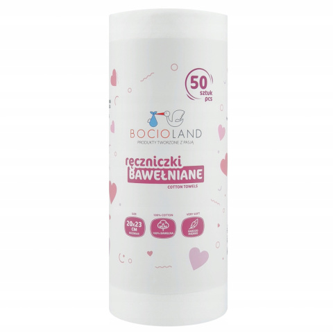 BocioLand Ręczniczki 100% Bawełniane 20x23cm na Rolce 50szt BL154 BocioLand Ręczniczki 100% Bawełniane 20x23cm na Rolce 50szt BL154