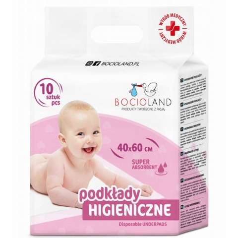 BocioLand Podkład Jednorazowy Higieniczny do Przewijania 40x60cm 10szt BocioLand Podkład Jednorazowy Higieniczny do Przewijania 40x60cm 10szt