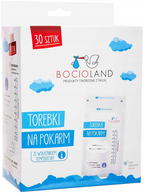 BocioLand Woreczki do Przechowywania Mrożenia Pokarmu Mleka 200ml30szt BocioLand Woreczki do Przechowywania Mrożenia Pokarmu Mleka 200ml30szt