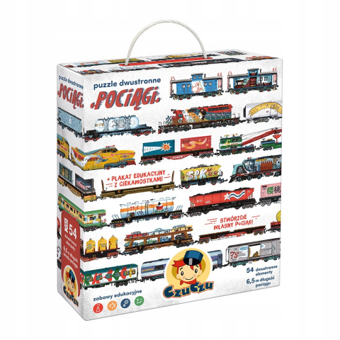 CzuCzu Puzzle Dwustronne Pociągi 54 Elementy dla Dzieci 5+ 93259 CzuCzu Puzzle Dwustronne Pociągi 54 Elementy dla Dzieci 5+ 93259