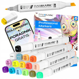 Rawmark Markery Dwustronne Alkoholowe 16 Kolorów PurePro Pastel