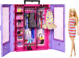 Barbie Zestaw Szafa Garderoba + Lalka Akcesoria Mattel HJL66