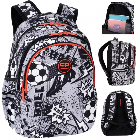 Coolpack Plecak Trzykomorowy dla Klas 1-3 Joy S Grey Ball F048710