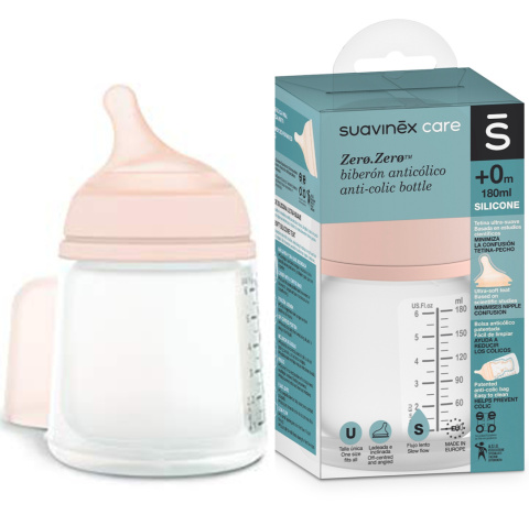 Suavinex Butelka do Karmienia Wolny Przepływ S Zero Zero 0m+ 180ml Suavinex Butelka do Karmienia Wolny Przepływ S Zero Zero 0m+ 180ml