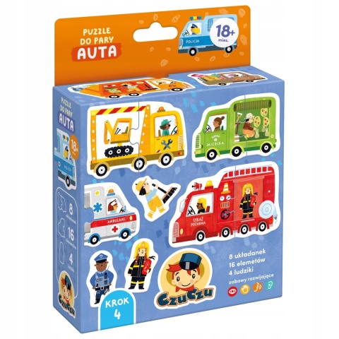 CzuCzu Puzzle Do Pary Auta 16 elementów 18m+ 93778 CzuCzu Puzzle Do Pary Auta 16 elementów 18m+ 93778