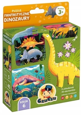 CzuCzu Puzzle Fantastyczne Dinozaury 3+ 5 Układanek 94188
