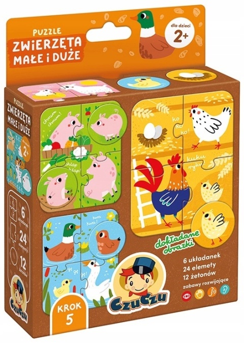 CzuCzu Puzzle Zwierzęta Małe i Duże 24m+ 6 Układanek 94164