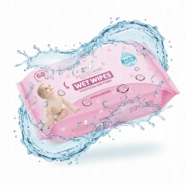 BocioLand Nawilżane Chusteczki Dla Dzieci Niemowląt 99% Woda 60szt