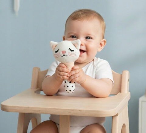 BocioLand Piszczek Sensoryczny Kontrastowy Kotek Dla Niemowląt