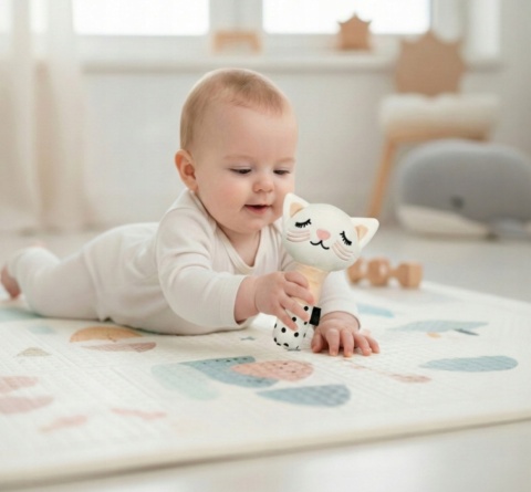 BocioLand Piszczek Sensoryczny Kontrastowy Kotek Dla Niemowląt