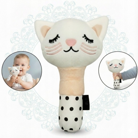 BocioLand Piszczek Sensoryczny Kontrastowy Kotek Dla Niemowląt