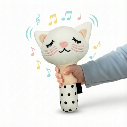 BocioLand Piszczek Sensoryczny Kontrastowy Kotek Dla Niemowląt