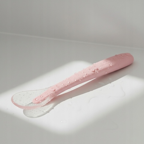 BocioLand Łyżeczka Silikonowa Różowa Elastyczna Końcówka do Karmienia