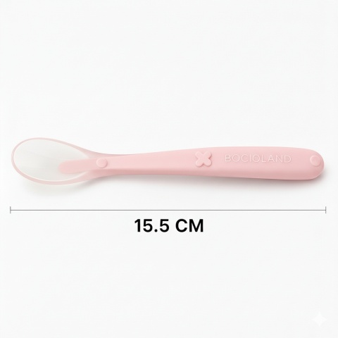 BocioLand Łyżeczka Silikonowa Różowa Elastyczna Końcówka do Karmienia