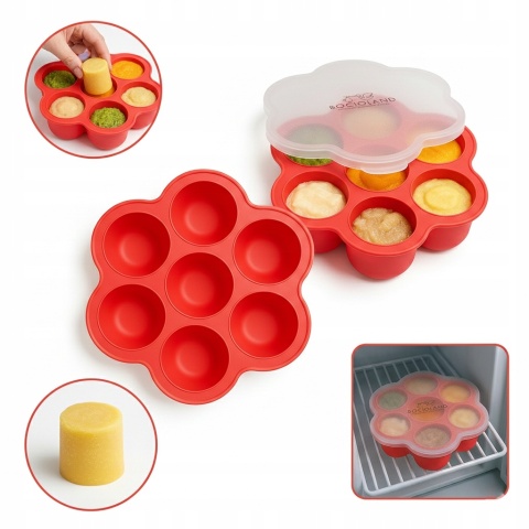 BocioLand Silikonowa Forma Do Mrożenia Żywności dla Dzieci Czerwona