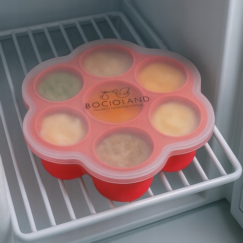BocioLand Silikonowa Forma Do Mrożenia Żywności dla Dzieci Czerwona