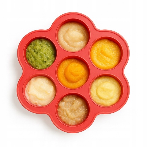 BocioLand Silikonowa Forma Do Mrożenia Żywności dla Dzieci Czerwona