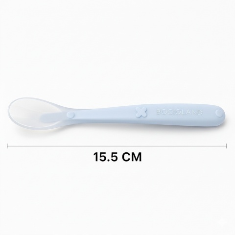 BocioLand Łyżeczka Silikonowa Niebieska Elastyczna Końcówka do Karmienia