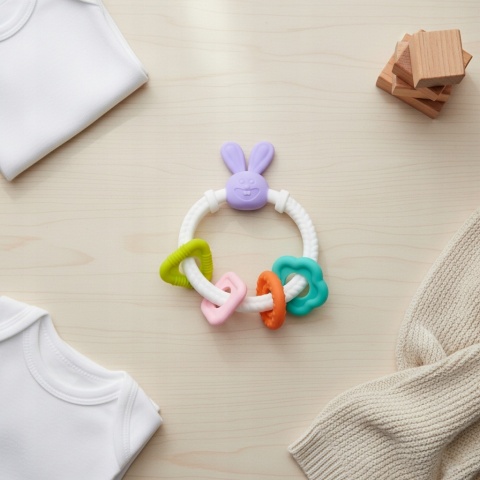 BocioLand Gryzak Sensoryczny Silikonowy dla Niemowląt Króliczek