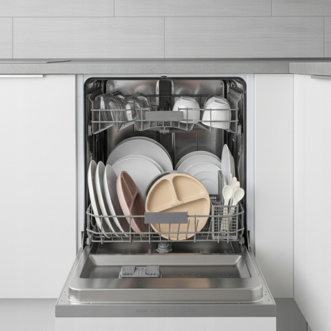 BocioLand Beżowy Talerzyk Silikonowy z Podziałką i Przyssawkami