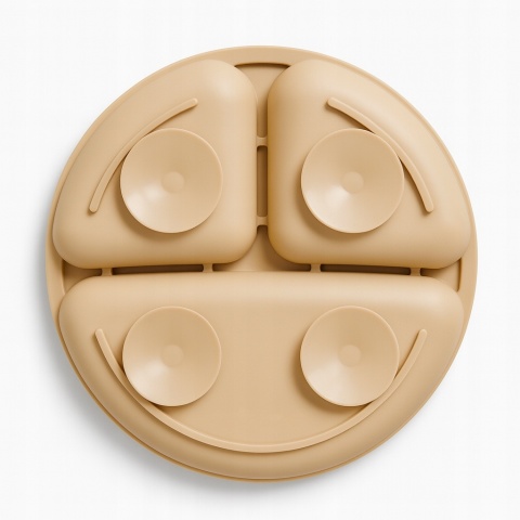 BocioLand Beżowy Talerzyk Silikonowy z Podziałką i Przyssawkami