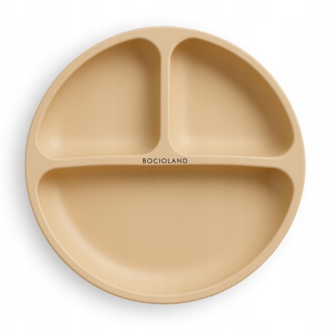 BocioLand Beżowy Talerzyk Silikonowy z Podziałką i Przyssawkami