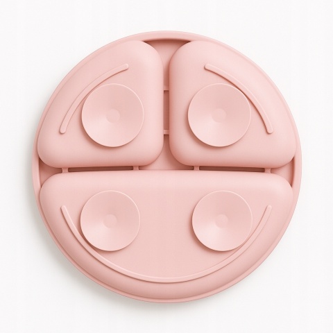 BocioLand Różowy Talerzyk Silikonowy z Podziałką i Przyssawkami