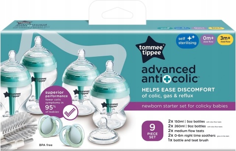 Tommee Tippee Zestaw Startowy Dla Noworodka Antykolkowy Plast AAC 0m+