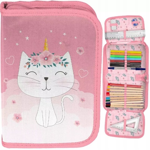 Paso Piórnik Szkolny Rozkładany z Wyposażeniem Cute Kitty Kot Kotek