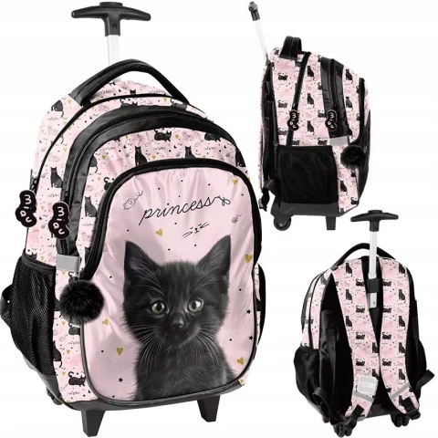 Paso Plecak Na Kółkach Szkolny dla Klas 1-4 Black Cat Czarny Kot