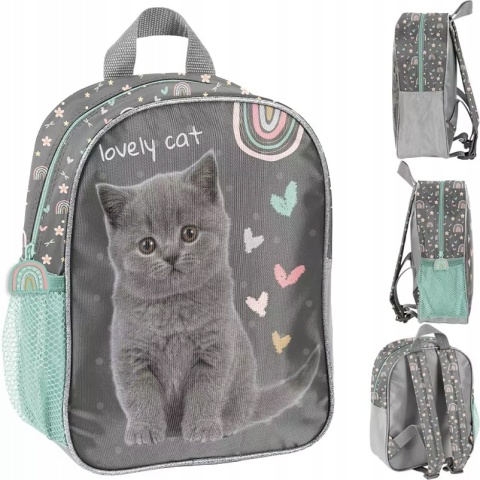 Paso Plecak Przedszkolny 3D Lovely Cat Szary Kot Kotek