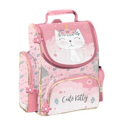 Paso Plecak Szkolny Tornister dla Klasy 1-3 Cute Kitty Biały Kot