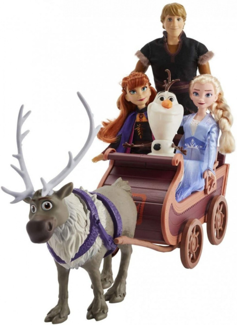 Frozen 2 Kraina Lodu Duży Zestaw Sanie - 5 Lalek! Frozen 2 Kraina Lodu Duży Zestaw Sanie - 5 Lalek!