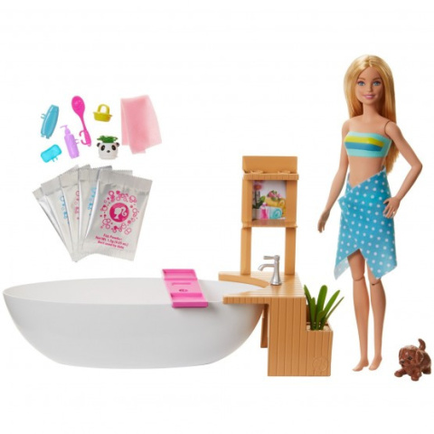 Barbie Lalka Relaks W Kąpieli Wanna + Piesek GJN32 Barbie Lalka Relaks W Kąpieli Wanna + Piesek GJN32