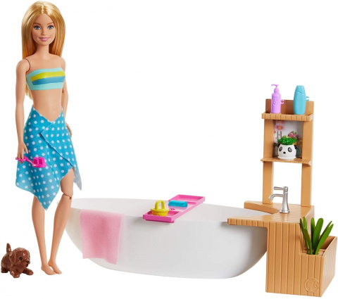 Barbie Lalka Relaks W Kąpieli Wanna + Piesek GJN32 Barbie Lalka Relaks W Kąpieli Wanna + Piesek GJN32