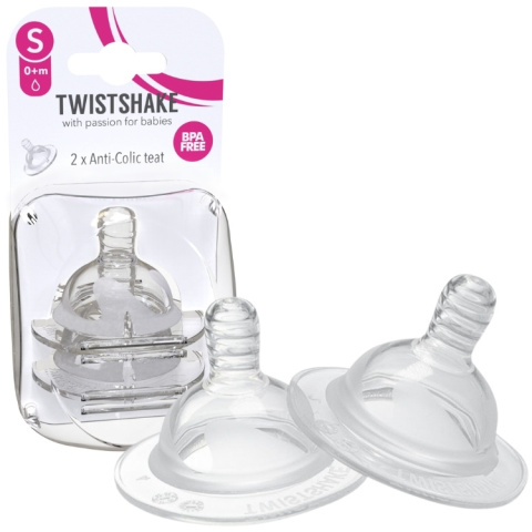 TwistShake Smoczek do butelek Antykolkowy 0m+ 2SZT TwistShake Smoczek do butelek Antykolkowy 0m+ 2SZT